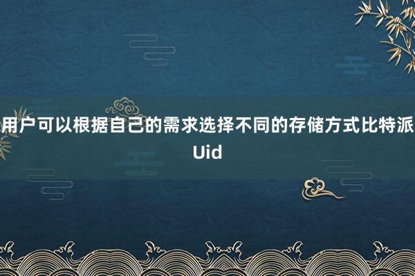 用户可以根据自己的需求选择不同的存储方式比特派Uid