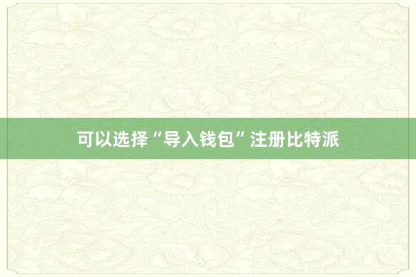 可以选择“导入钱包”注册比特派