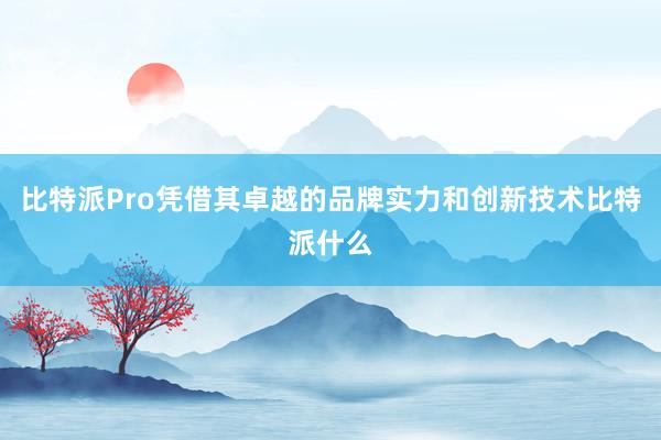 比特派Pro凭借其卓越的品牌实力和创新技术比特派什么