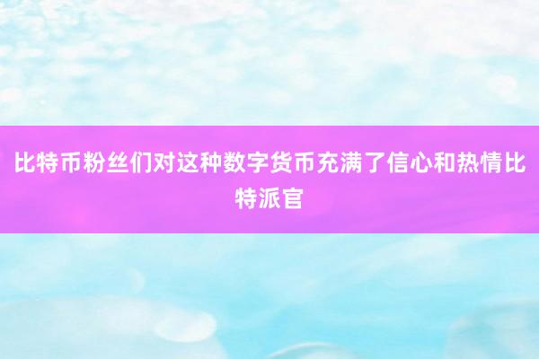 比特币粉丝们对这种数字货币充满了信心和热情比特派官