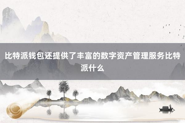 比特派钱包还提供了丰富的数字资产管理服务比特派什么