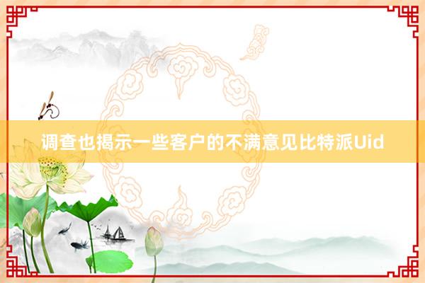 调查也揭示一些客户的不满意见比特派Uid