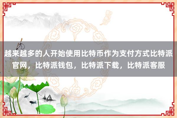 越来越多的人开始使用比特币作为支付方式比特派官网，比特派钱包，比特派下载，比特派客服